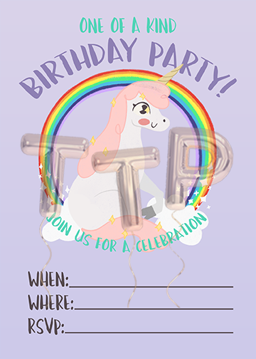 UNICORN PURPLE FREE DOWNLOAD BIRTHDAY INVITATION with watermark