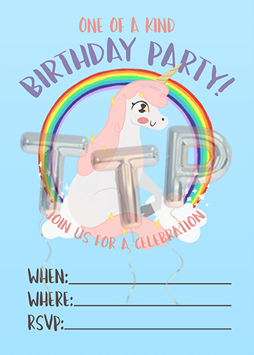 UNICORN blue FREE DOWNLOAD BIRTHDAY INVITATION watermark