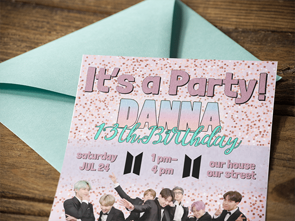 Free Printable :BTS party invitation