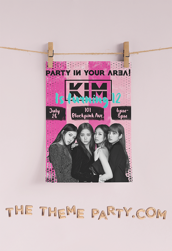 Modèle Black Pink Birthday Invitation